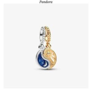 Pandora Two-tone Splittable Sun & Moon Dangle Charm